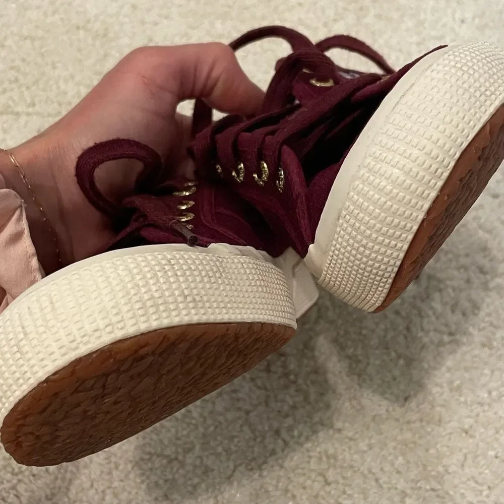 EUC SUPERGA burgundy platform sneakers Sz. 37.5 - Picture 5 of 6